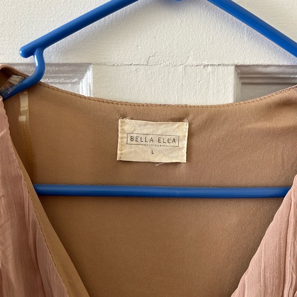 Tan BellaeElla maxi dress. Worn once as a bridesmaid. Size Large - Picture 2 of 3